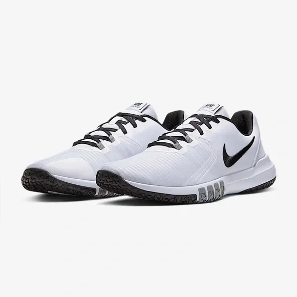 NIKE Men’s Flex Control 4 Workout Shoes - White/Grey/Black - CD0197-100 - Sz 9.5 - Picture 1 of 16